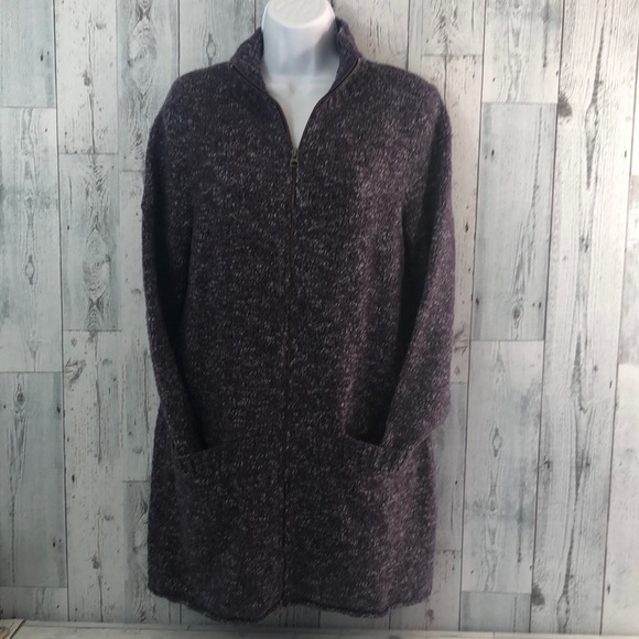 J.Jill Wool Alpaca Blend Long Full Zipper Cardigan  Medium - Picture 1 of 11